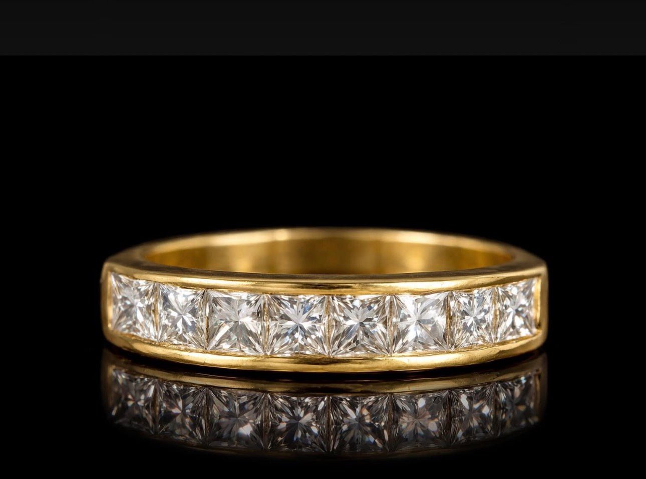 1.10ct Princess Cut Diamond Channel Ring in 18ct Gold - RRP £4,800 - Flamingo Gems
