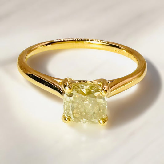 1.12 Carat Cushion Cut Natural Diamond Ring - 18K Yellow Gold - WGI Certificate £6,850 - Flamingo Gems