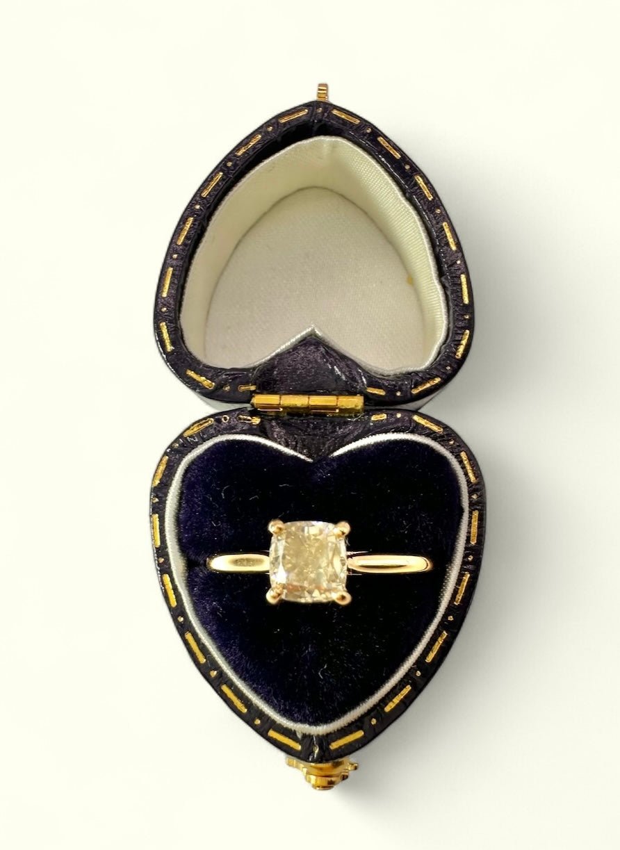 1.12 Carat Cushion Cut Natural Diamond Ring - 18K Yellow Gold - WGI Certificate £6,850 - Flamingo Gems