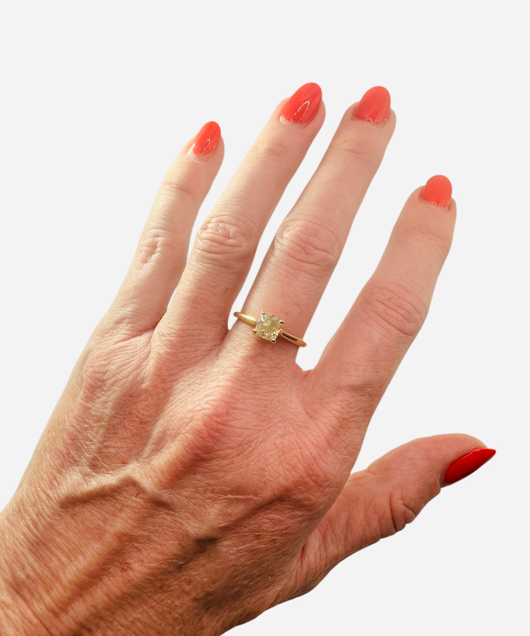 1.12 Carat Cushion Cut Natural Diamond Ring - 18K Yellow Gold - WGI Certificate £6,850 - Flamingo Gems