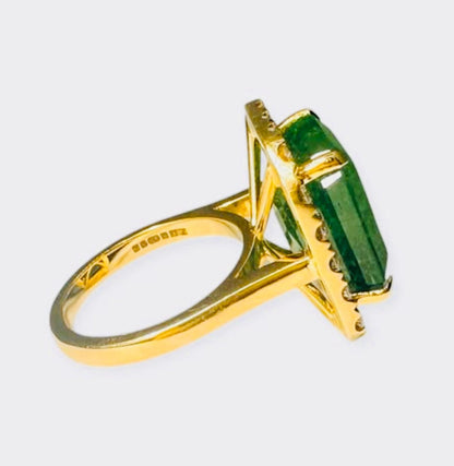 12 Ct Emerald, 1.6 Ct Diamond Cocktail Ring - WGI Valuation £24,000 - Flamingo Gems