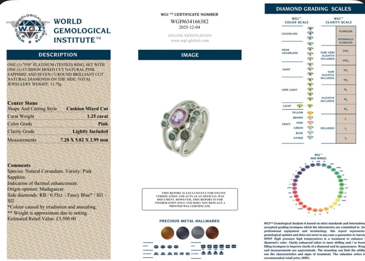 ✨ 1.25ct Pink Sapphire & 0.55ct Fancy Blue Diamond Platinum Ring ✨ - Flamingo Gems