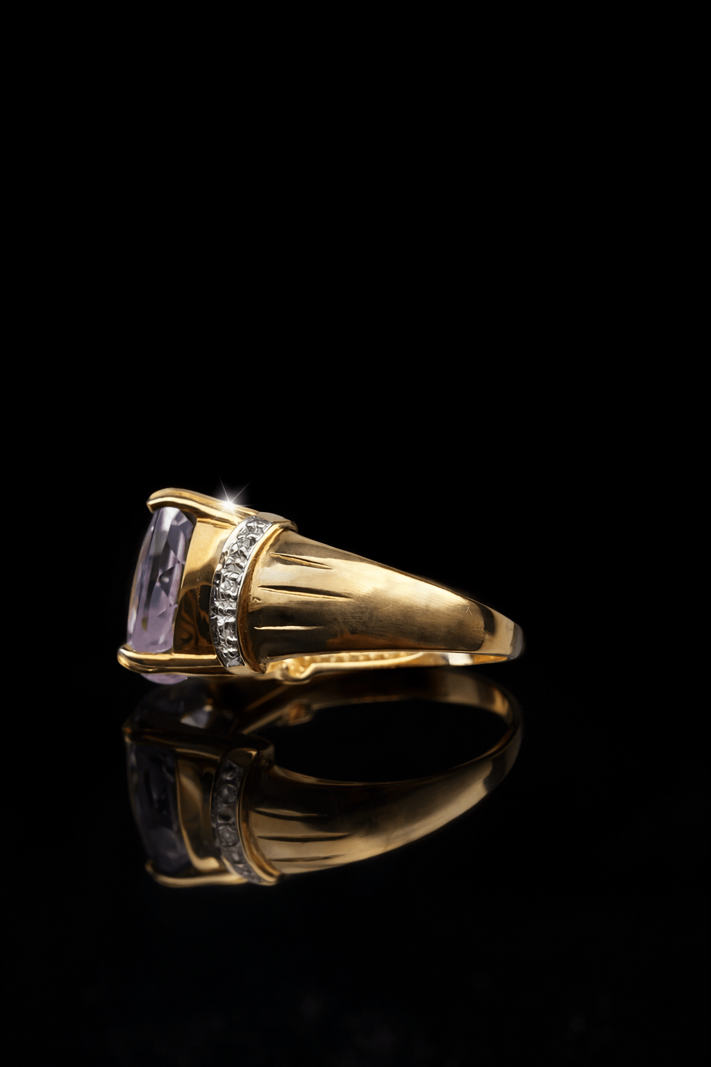 13 Ct Kunzite and Diamond Ring - 18Ct White and Yellow Gold - RRP £7,200 - Flamingo Gems
