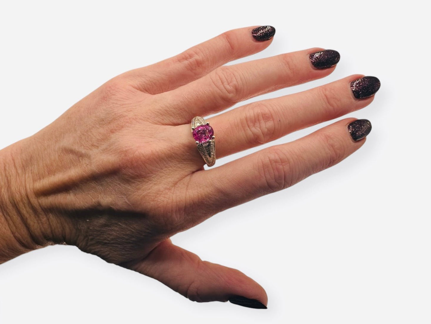 1.36 Ct Untreated Ceylon Sapphire and 0.45 Ct Diamond Ring - 18k White Gold - WGI Certificate £6k - Flamingo Gems