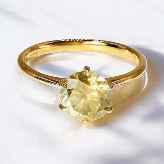 1.40 Ct Champagne Natural Diamond Ring, 18K Yellow Gold - WGI Certificate - £6,500 - Flamingo Gems