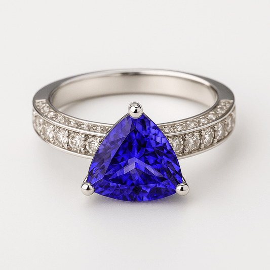 ✨ “1.45ct Tanzanite & 0.80ct Diamond Ring in 18K White Gold” ✨ - Flamingo Gems