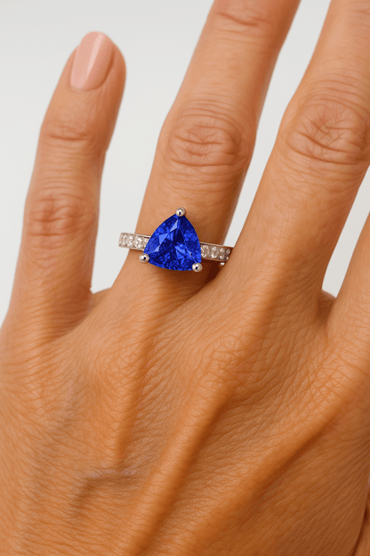 ✨ “1.45ct Tanzanite & 0.80ct Diamond Ring in 18K White Gold” ✨ - Flamingo Gems