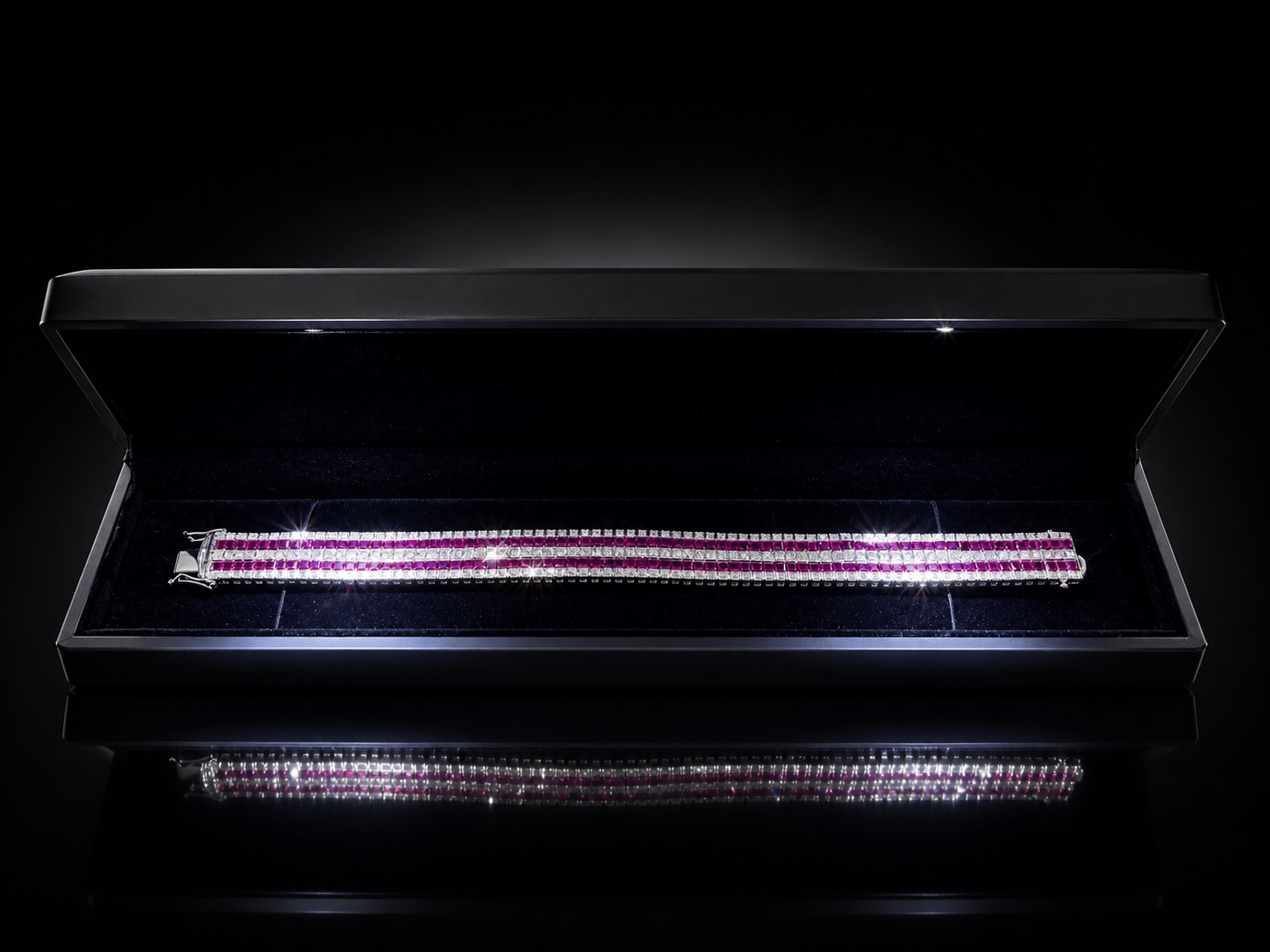 🔥 15 Ct Burmese Ruby and 6 Ct Natural Diamond Bracelet – 28.38ct Total | 18ct White Gold |🔥 - Flamingo Gems
