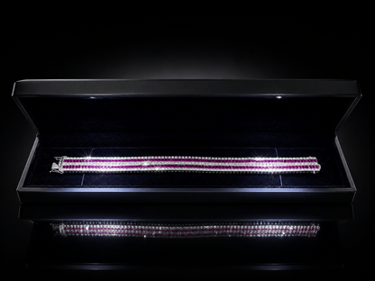 🔥 15 Ct Burmese Ruby and 6 Ct Natural Diamond Bracelet – 28.38ct Total | 18ct White Gold |🔥 - Flamingo Gems