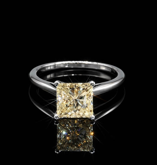 1.53ct Natural Princess Cut Diamond Ring - 18K White Gold RRP £11,000 - Flamingo Gems