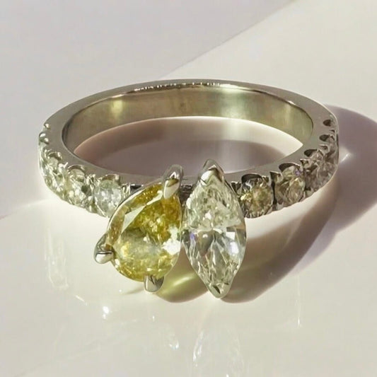 1.64 Ct Natural Diamond Moi de Toi Ring, Platinum - WGI Certificate £4.5k - Flamingo Gems