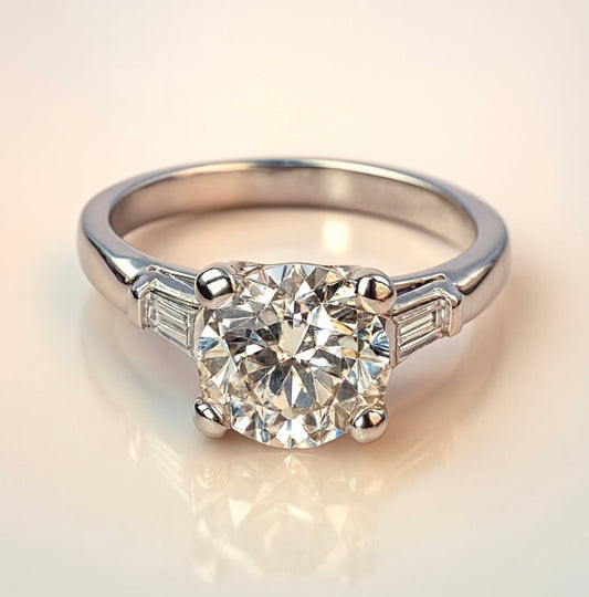 💍 1.71 Carat Natural Diamond Engagement Ring – Platinum 💍 - Flamingo Gems