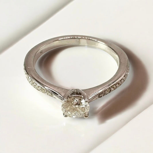 18Ct White Gold 0.45 Ct Natural Diamond Ring - GIA Certified/WGI Valuation £2,600 - Flamingo Gems