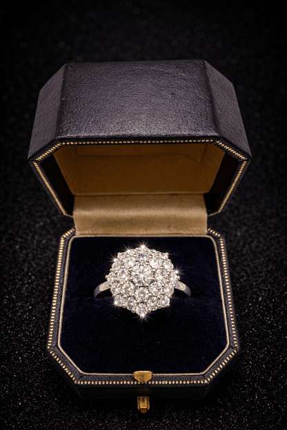 💎✨ 18CT WHITE GOLD DIAMOND CLUSTER RING - ✨ WGI CERTIFIED • 1.90CT NATURAL DIAMONDS • RRP £9,500 - Flamingo Gems