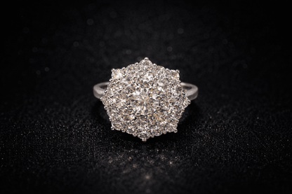 💎✨ 18CT WHITE GOLD DIAMOND CLUSTER RING - ✨ WGI CERTIFIED • 1.90CT NATURAL DIAMONDS • RRP £9,500 - Flamingo Gems