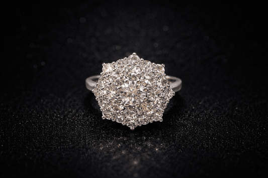 💎✨ 18CT WHITE GOLD DIAMOND CLUSTER RING - ✨ WGI CERTIFIED • 1.90CT NATURAL DIAMONDS • RRP £9,500 - Flamingo Gems