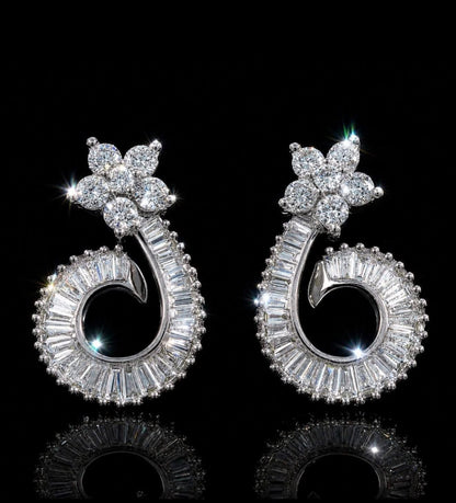 ✨ 18CT WHITE GOLD NATURAL DIAMOND CLUSTER DROP EARRINGS ✨ RRP £5,000 - Flamingo Gems
