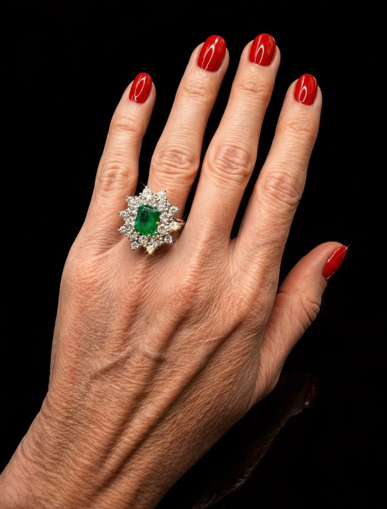 2.00ct Zambian Emerald and 2.30 Ct Natural Diamond Ring – 18k White Gold - RRP £9,000 - Flamingo Gems
