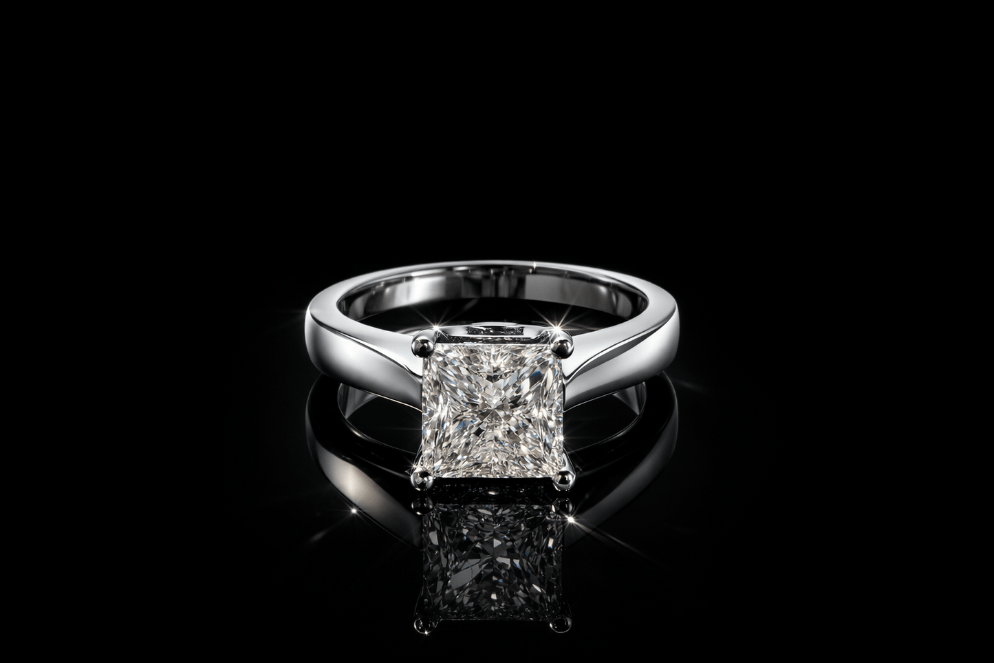 2.03 Ct Natural Princess Cut Diamond Ring - Platinum - RRP £20,000 - Flamingo Gems