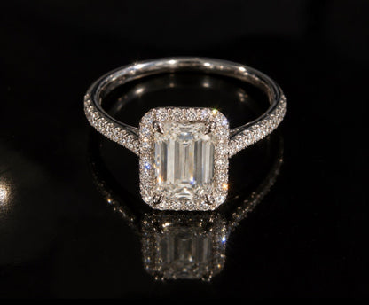 2.07 Ct Natural Emerald Cut Diamond Ring - Platinum - RRP £18,000 - Flamingo Gems