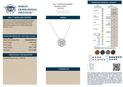 2.10 Carat Diamond Necklace, 18K White Gold - WGI Certificate £7,900 - Flamingo Gems