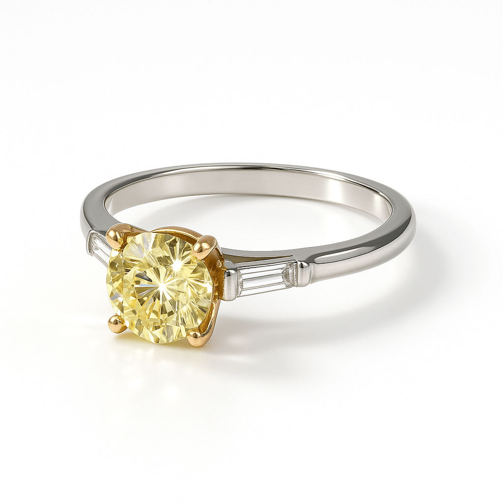 2.11 Ct Natural Diamond Light Yellow and Colourless Diamond Ring - WGI and EDR Certified. Platinum Shank and 9k Yellow Gold Shank - RRP £15,000 - Flamingo Gems