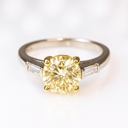 2.11 Ct Natural Diamond Light Yellow and Colourless Diamond Ring - WGI and EDR Certified. Platinum Shank and 9k Yellow Gold Shank - RRP £15,000 - Flamingo Gems