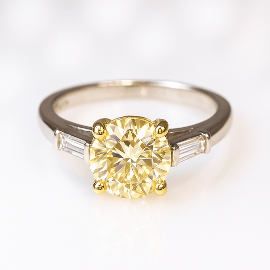 2.11 Ct Natural Diamond Light Yellow and Colourless Diamond Ring - WGI and EDR Certified. Platinum Shank and 9k Yellow Gold Shank - RRP £15,000 - Flamingo Gems