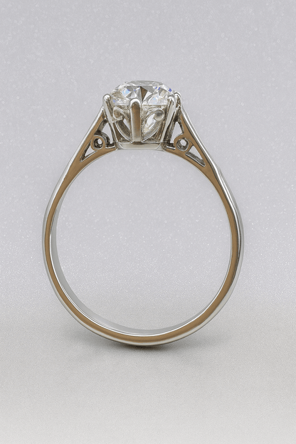 2.21 Ct Antique Cushion Cut Diamond Ring – G/SI2 – 18K White Gold & Platinum – Size L - WGI Valuation £20,000 - Flamingo Gems
