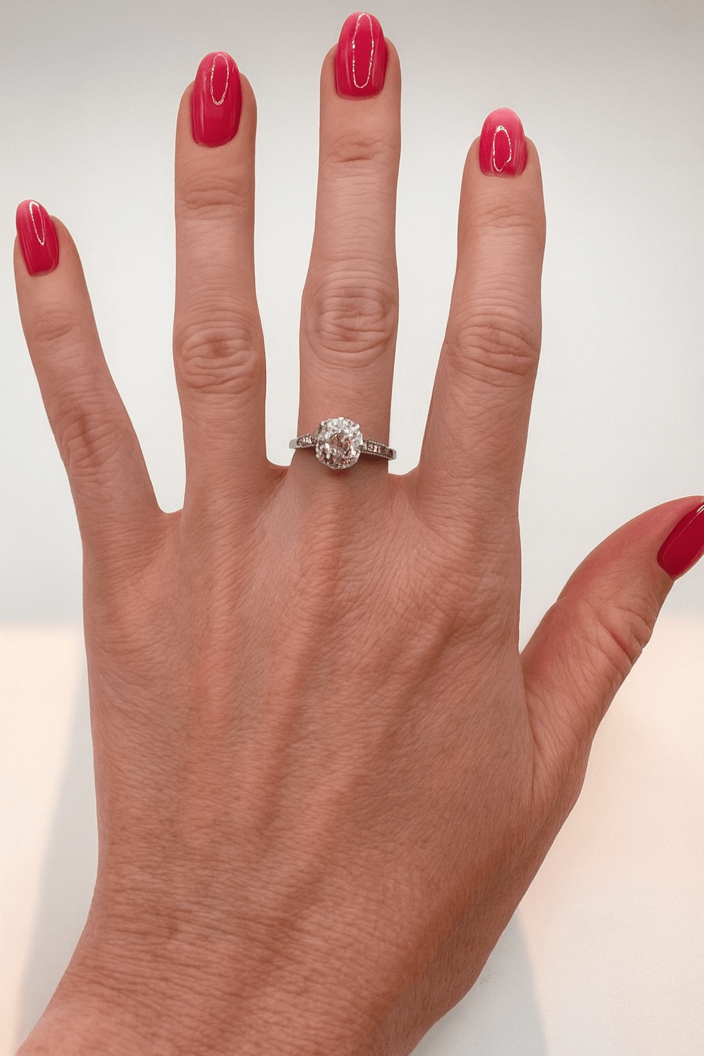 2.21 Ct Antique Cushion Cut Diamond Ring – G/SI2 – 18K White Gold & Platinum – Size L - WGI Valuation £20,000 - Flamingo Gems