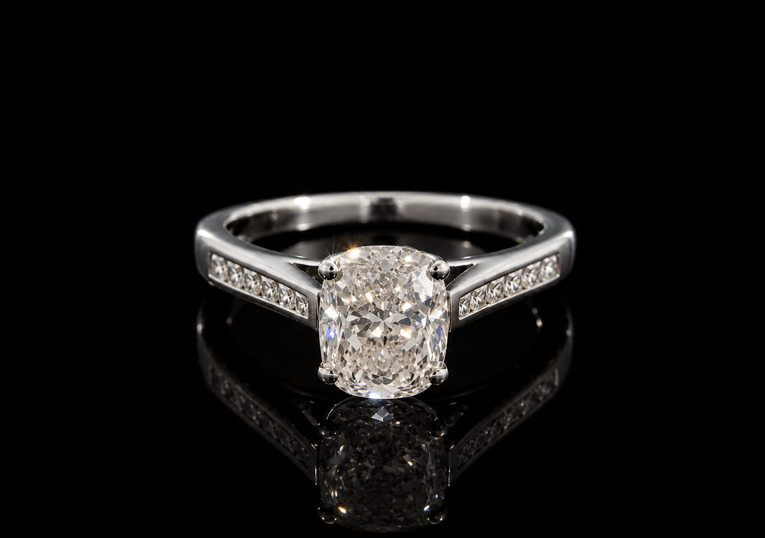 ✨ 2.32Ct Cushion Cut Natural Diamond Ring - 18K White Gold✨ RRP £17,500 - Flamingo Gems