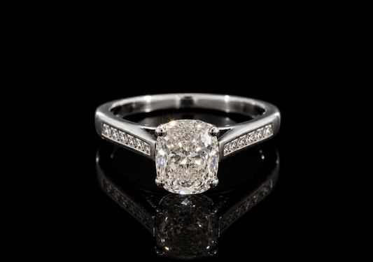 ✨ 2.32Ct Cushion Cut Natural Diamond Ring - 18K White Gold✨ RRP £17,500 - Flamingo Gems