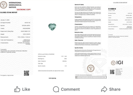 23.92ct Certified Aquamarine - Flamingo Gems