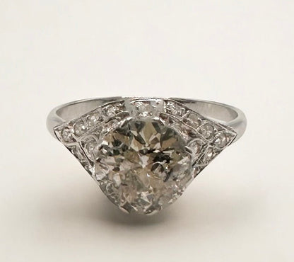 2.40 Ct Old European Cut Diamond Ring, Platinum - WGI Certificate £19,000 - Flamingo Gems