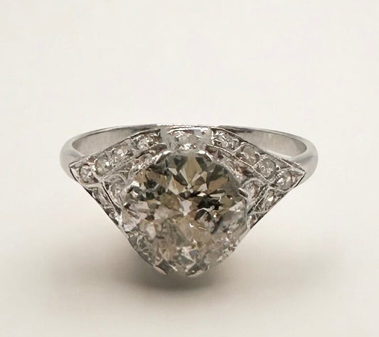 2.40 Ct Old European Cut Diamond Ring, Platinum - WGI Certificate £19,000 - Flamingo Gems