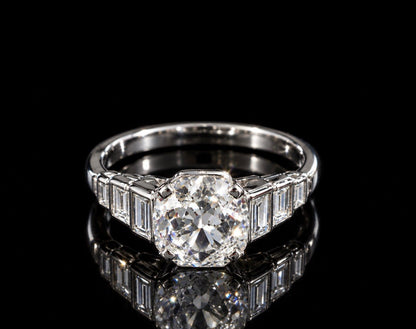 2.6Ct Old European Cut Natural Diamond Ring - 18k White Gold and Platinum - RRP £27,000 - Flamingo Gems