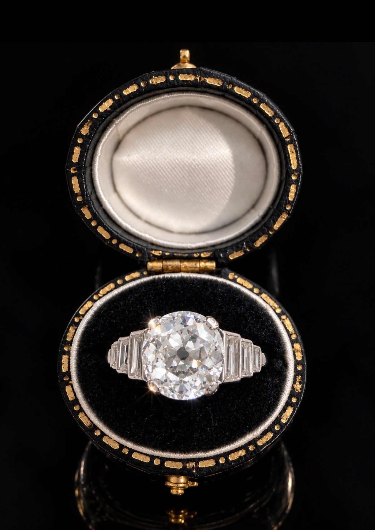 2.6Ct Old European Cut Natural Diamond Ring - 18k White Gold and Platinum - RRP £27,000 - Flamingo Gems
