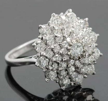 2.75 Carat Natural Diamond Cluster Ring, 18 Carat White Gold - WGI Certificate £11,600 - Flamingo Gems