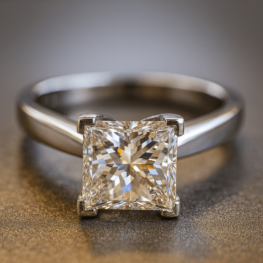 2.77 Ct Princess Cut Natural Diamond Ring - VS1 Clarity - Platinum - WGI Valuation £26,700 - Flamingo Gems