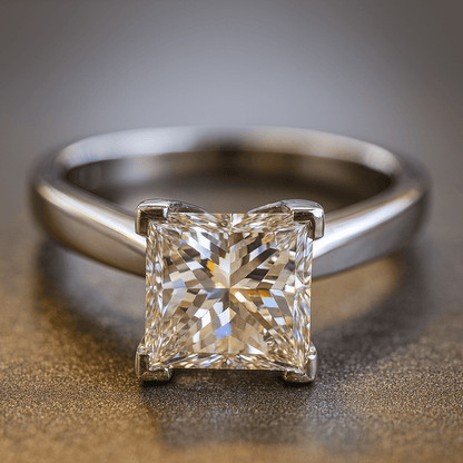 2.77 Ct Princess Cut Natural Diamond Ring - VS1 Clarity - Platinum - WGI Valuation £26,700 - Flamingo Gems
