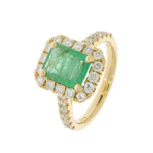 2.81 Ct Emerald/0.90 Ct Diamond 18 Ct Yellow Gold Ring - WGI Certification £5,500 - Flamingo Gems