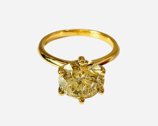 2.85 Carat Champagne Diamond Solitaire, 18 Ct Yellow Gold - WGI Valuation 15,000 - Flamingo Gems