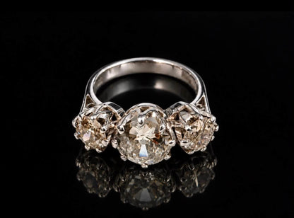 2.90 Old European Cut Trilogy Ring - Palladium - RRP £14,000 - Flamingo Gems