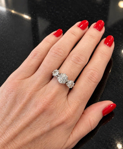 2.90 Old European Cut Trilogy Ring - Palladium - RRP £14,000 - Flamingo Gems