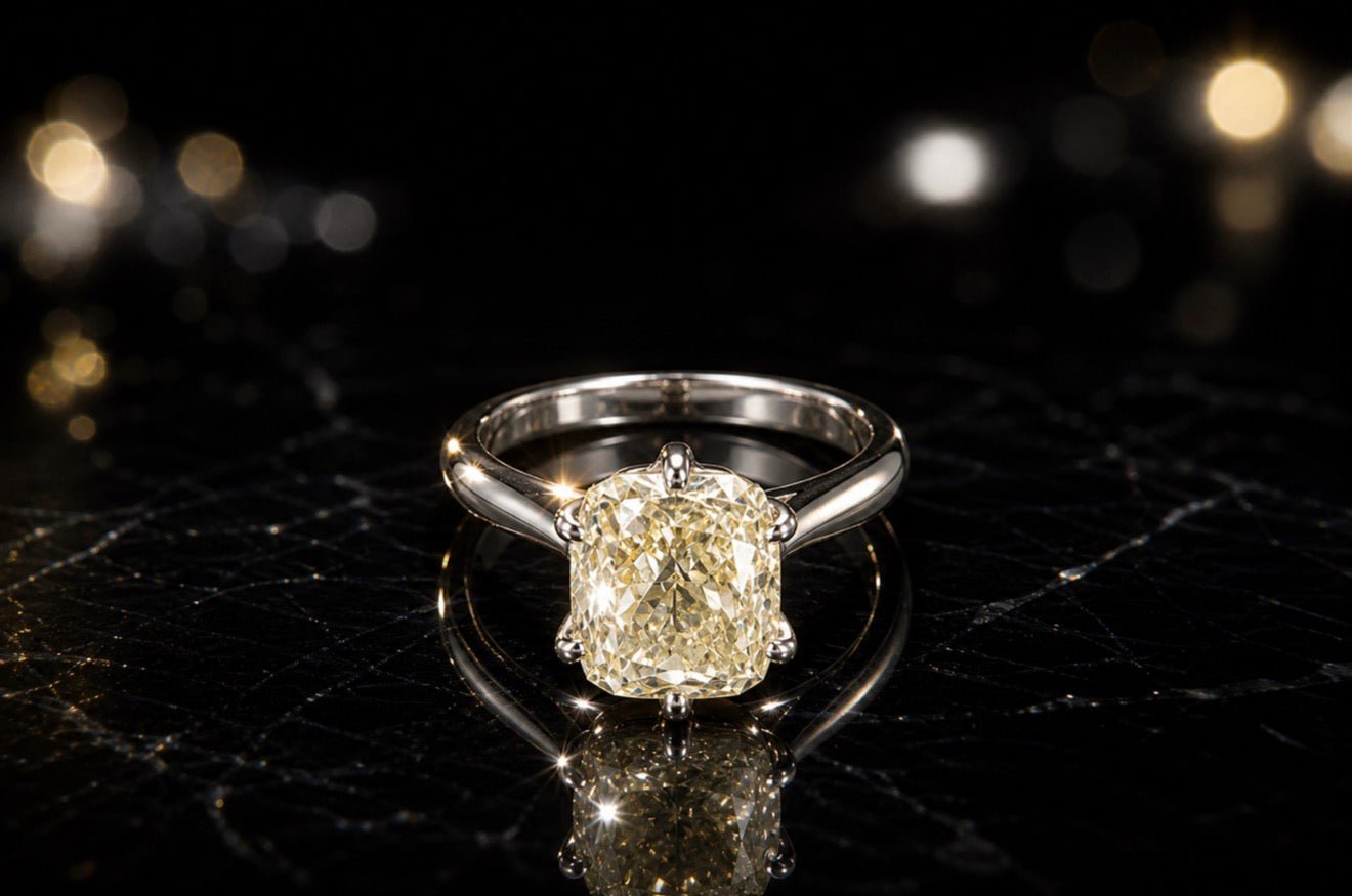 3 Carat Natural Yellow Diamond Solitaire - Platinum - Flamingo Gems