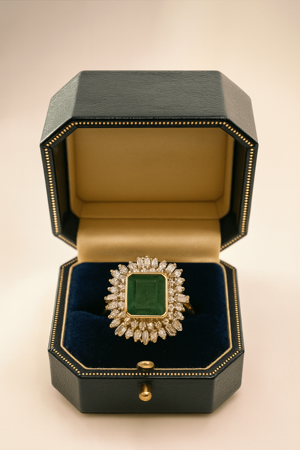 3.00ct Natural Emerald & 2.65 Ct Diamond Cluster Ring in 18K Gold 🌿 - Flamingo Gems