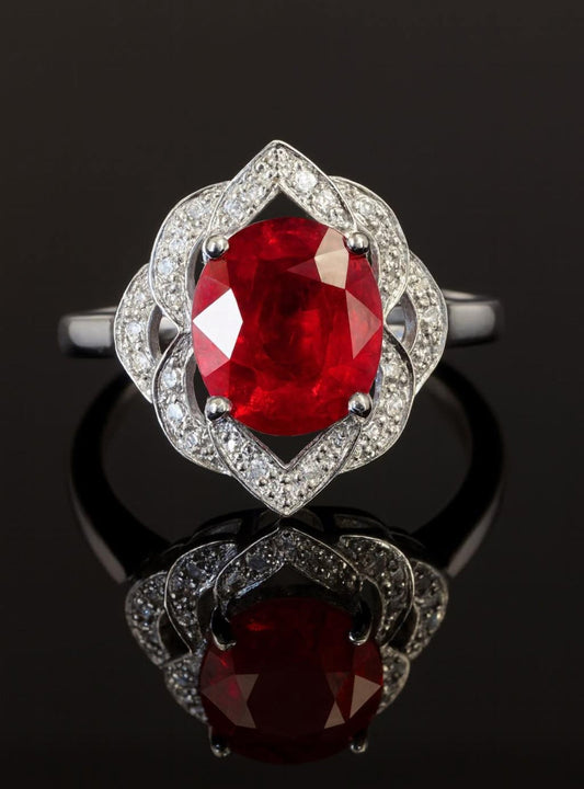 3.35 Ct Natural Sapphire and 0.20 Ct Natural Diamond Ring. 18K White Gold, WGI Certificate £3,800 - Flamingo Gems