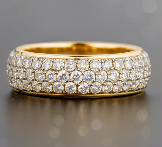 💎 3.50ct Natural Diamond Eternity Ring – 18k Yellow Gold💎 - Flamingo Gems