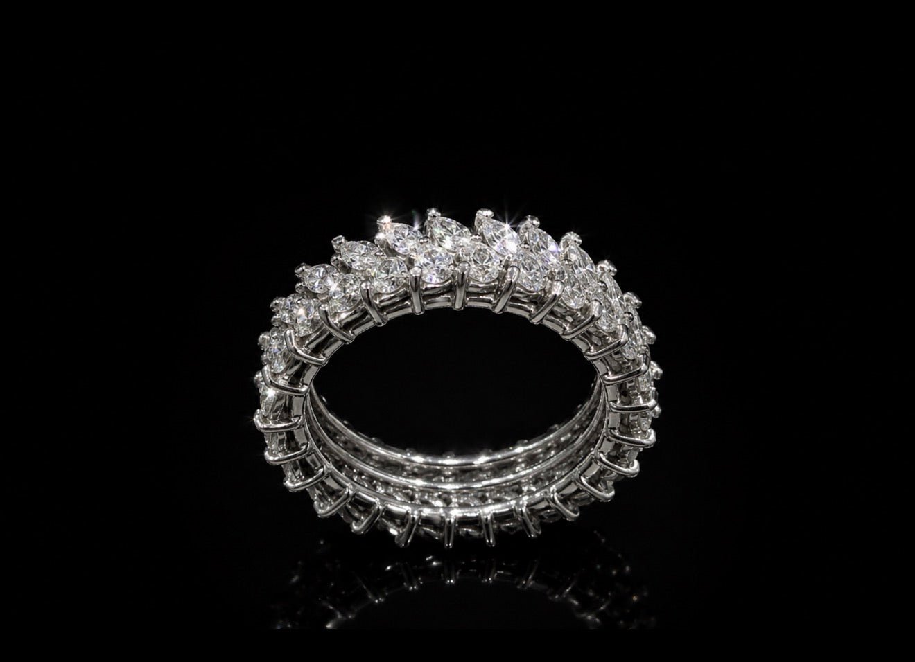 3Ct Natural Marquis Diamond Band, Platinum - RRP £9,500 - Flamingo Gems