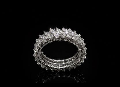 3Ct Natural Marquis Diamond Band, Platinum - RRP £9,500 - Flamingo Gems